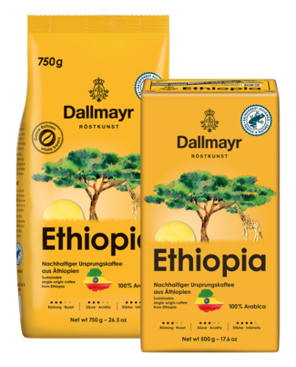Dallmayr Ethiopia coffee, whole beans and ground