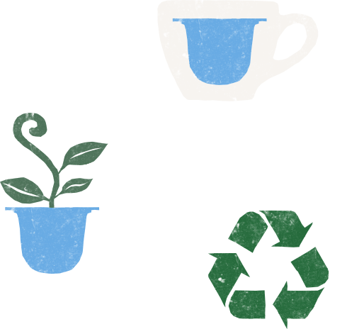 Illustration der Kreislaufwirtschaft einer Dallmayr capsa Gran Verde Kaffeekapsel