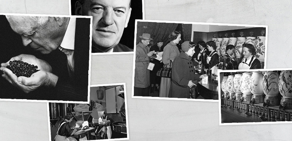 Rôzne fotky z rodinného albumu Dallmayr, na ktorých vidíme mladého Konrada Wernera Willeho, Wolfganga Willeho a oddelenie kávy Dallmayr