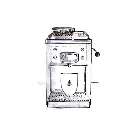 Illustration of a fully automatic machine with a Dallmayr cup