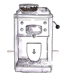 Illustration of a fully automatic machine with a Dallmayr cup