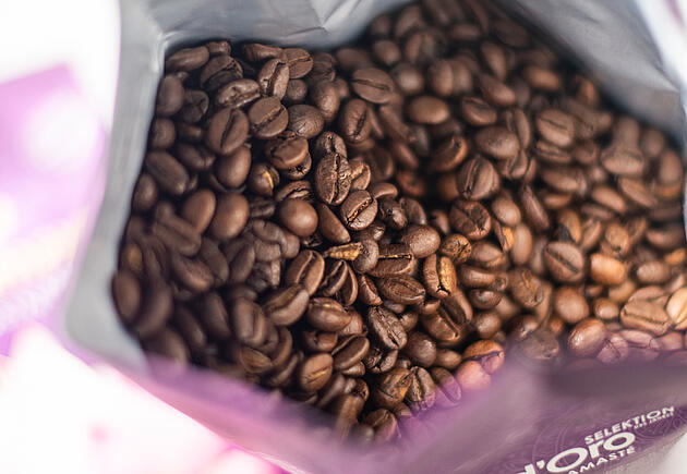 Kaffeebohnen in d'Oro Namasté Packung