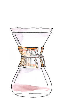 Illustration of a Chemex coffee carafe