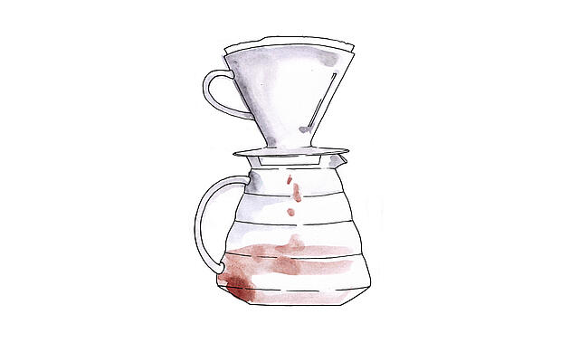 Illustration of a coffee dripper