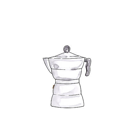 Illustration of a stovetop espresso maker