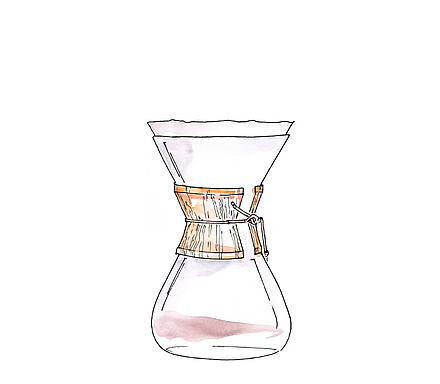 Illustration of a Chemex coffee carafe