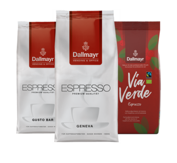 Différentes variétés de café Dallmayr pour les machines à boissons chaudes