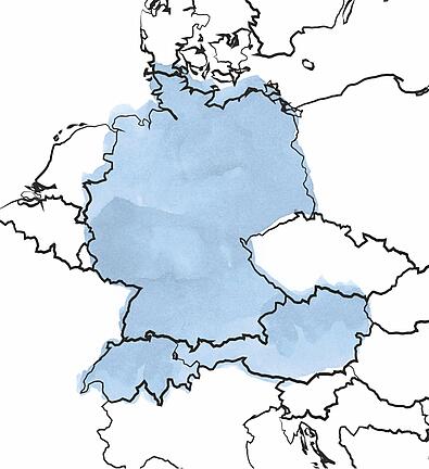 Map of Dallmayr Academy locations in Germany, Austria and Switzerland