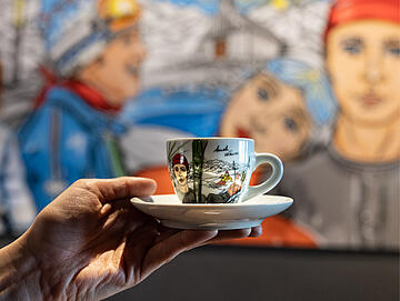 Dallmayr eszpresszó csésze kiegészítő, az Ameli Neureuther által készített illusztrációval