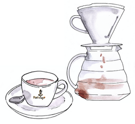 Ilustracja, filiżanka Dallmayr z kawą filtrowaną