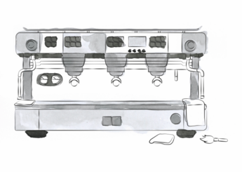 Illustration of a portafilter espresso machine