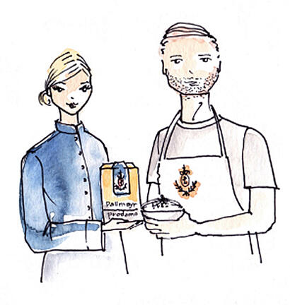 Illustration Dallmayr Kaffee-Verkäuferin und Barista