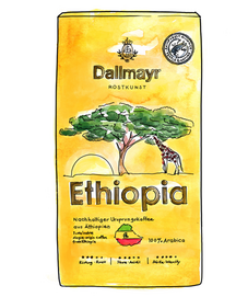 Illustration of a Dallmayr Ethiopia pack