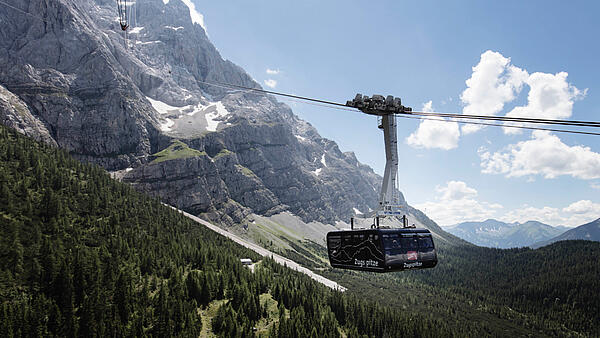The Zugspitze cable car on the way up the mountain